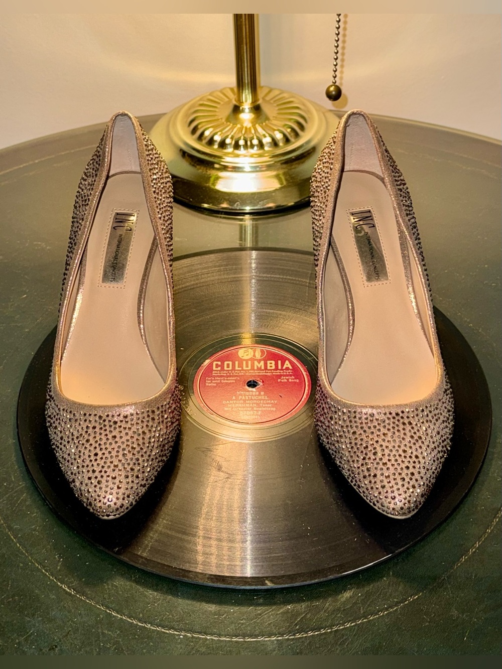 INC International Concepts Taupe Crystal-Embellished Pumps
